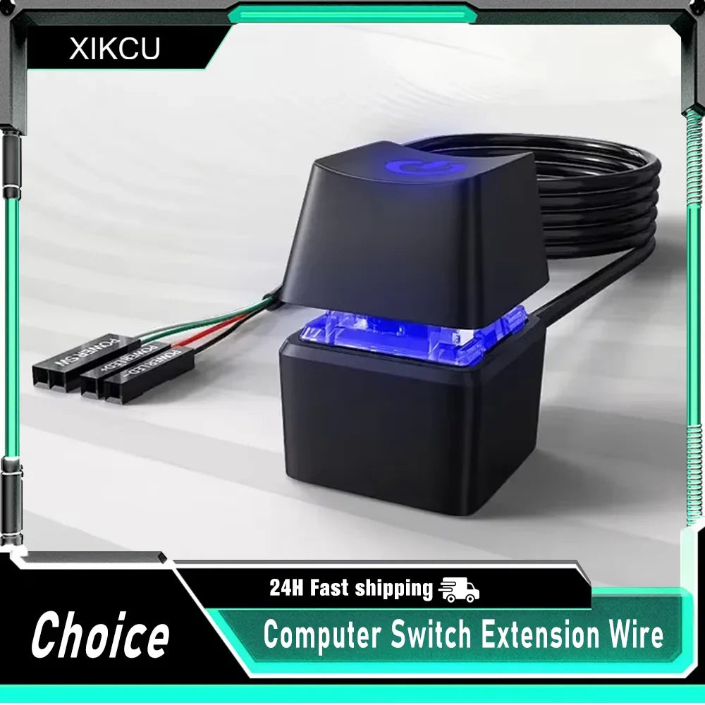 RGB LED Strip with Power Switch Cable PC Extension On/Off Square Button for Gaming Desktop Computer Home Office Setup