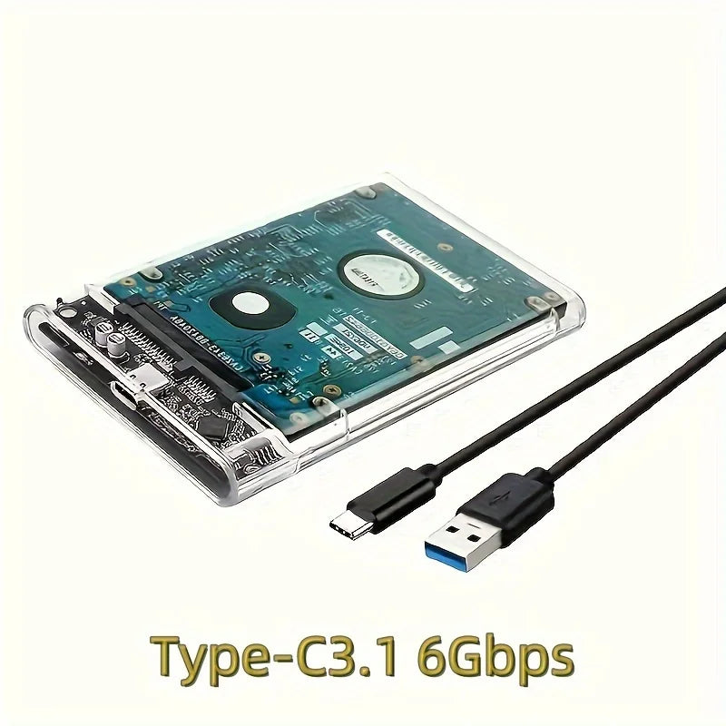 New Transparent Portable Hard Drive Case For 2.5-inch SATA HDD/SSD USB 3.0 External Reader for Desktops and Laptops