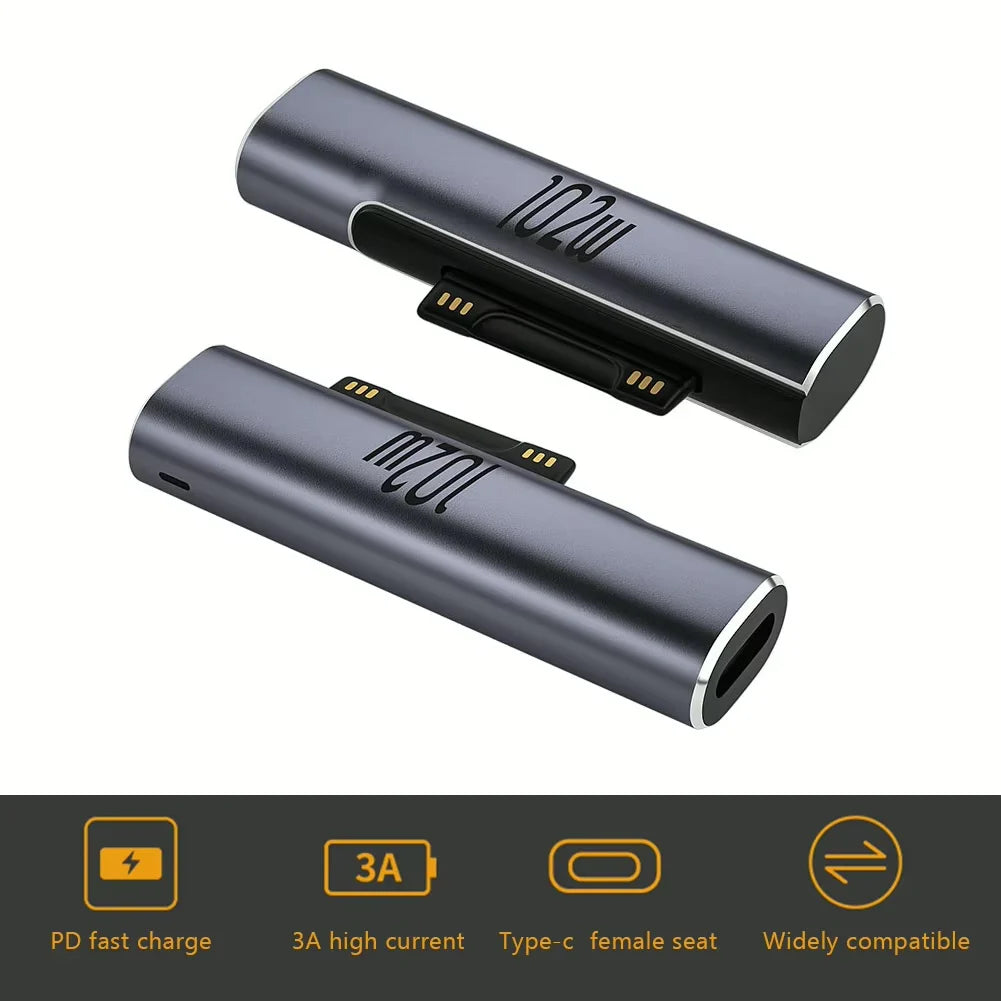 For Microsoft Surface Pro X 8 7 6 5 4 Go Book to Type C PD Adapter Tablet Fast Charging Plug Converter Magnetic Charger Adapter