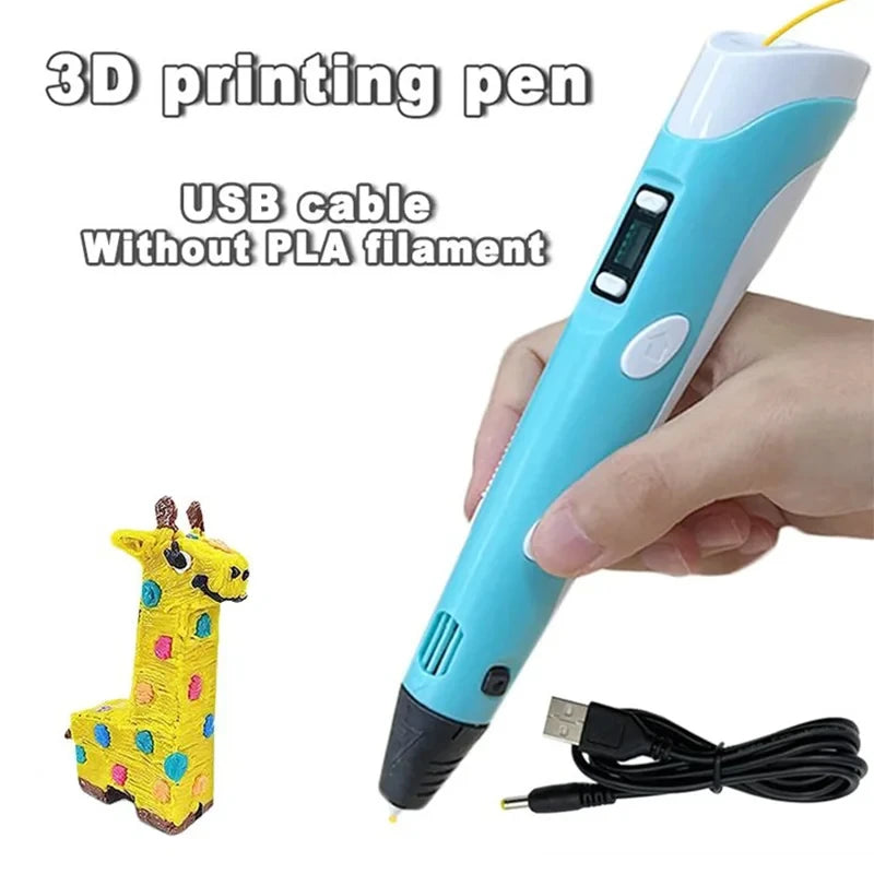 Electronic 3D Printing Pen with 9M PLA Consumables High-Temperature 3D Graffiti Tool Intelligent Toy Christmas Birthday Gift