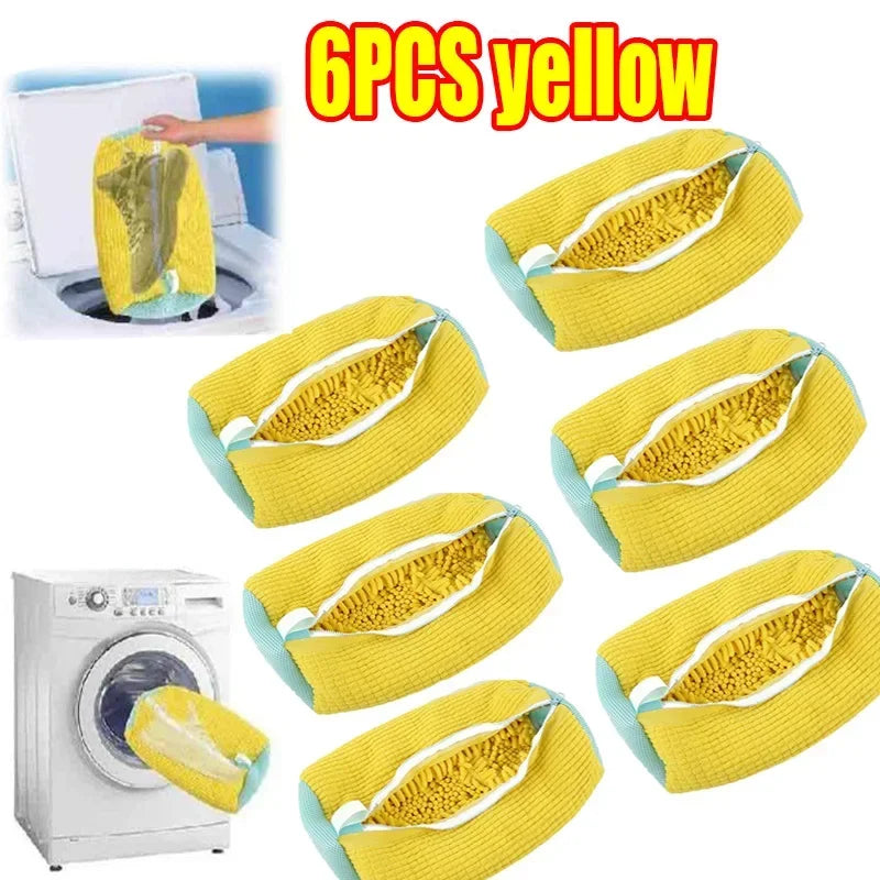 1-6PCS Shoes Washing Bag For Washing Machine Plush Fluffy Fibers Easily Remove Dirt Laundry Bags Anti-Deformation Home Organizer