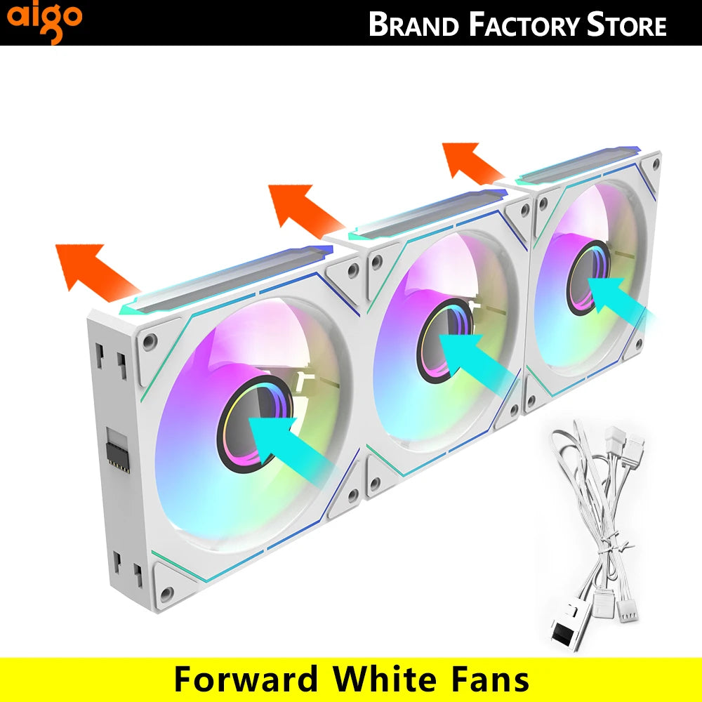 COOLCIRC PC Case Fan 120mm ARGB  Mirror Cycle Light Effect CPU Cooler Fan 4PIN PWM 58.36CFM Fan for Computer Water Cooler