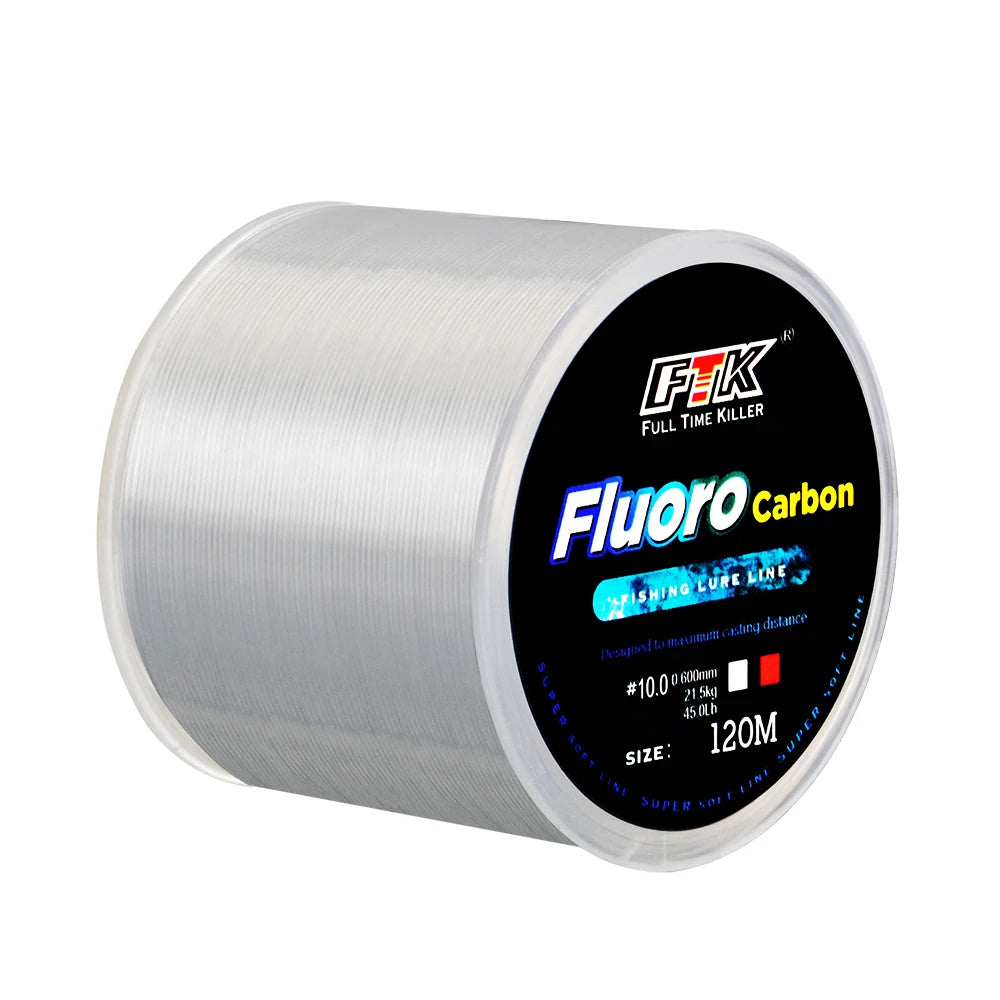 Nylon fishing Line 120m 0.14mm-0.6mm 4.13lb-45lb fluorocarbon coating treatment process carbon surface Fishing Accessories