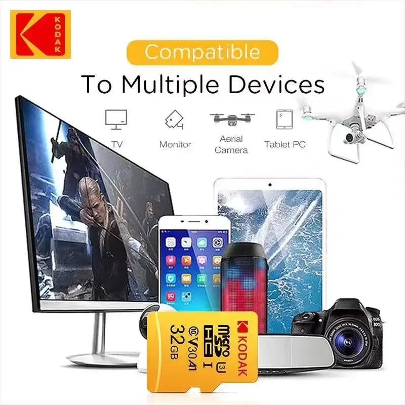 Original KODAK MicroSD Card 64GB 32GB Memori Memory Card C10 TF Micro SD SDXC 128GB 256GB 512GB U3 V30 4K For Phone Drone Camera