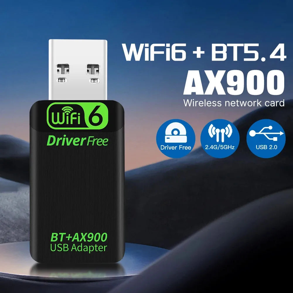 AX900 WiFi6 USB Adapter Bluetooth 5.4 Dual Band 2.4G&5GHz 2in1  USB Wireless Network Wlan Receiver DRIVER FREE Win10