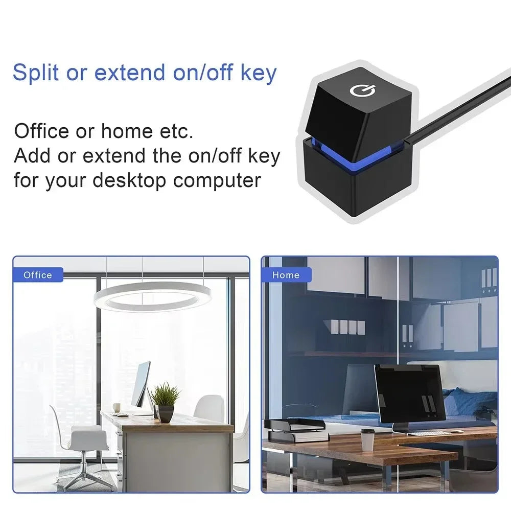 RGB LED Strip with Power Switch Cable PC Extension On/Off Square Button for Gaming Desktop Computer Home Office Setup