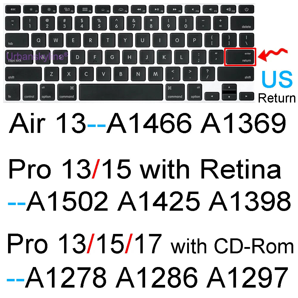 Keyboard Cover for Macbook Air 13 M3 15 Pro 14 M4 13 M2 16 Retina 11 Silicone Protector Skin Case A3113 A3114 A2681 A3240 A3241