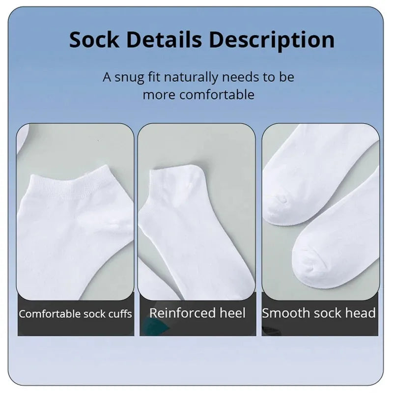 50/30/20/10/5Pcs/ Men's Socks Spring Summer Thin Breathable Soft Polyester Cotton Socks Black Casual Business Ankle Boat Socks S