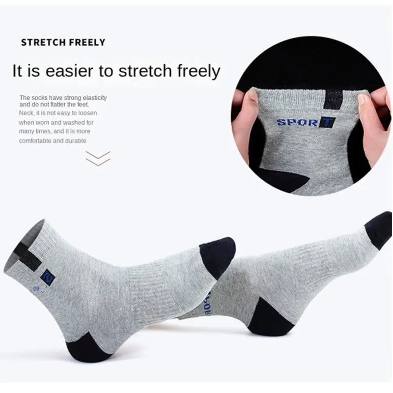5Pairs/Lot Men's Socks Mid-tube Socks Absorb Sweat Running Professional Sports Socks Breathable Outdoor Basketball Riding Socks