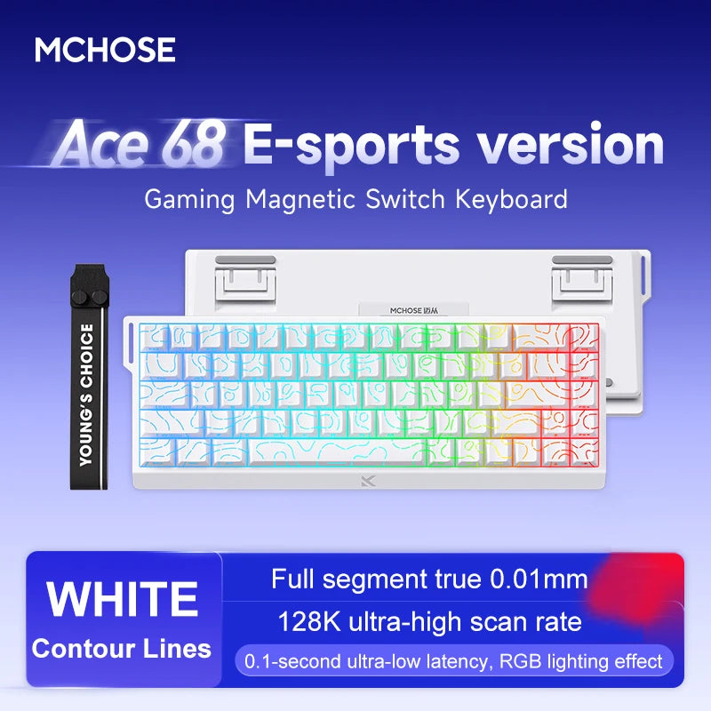 MCHOSE ACE68 ACE60 Pro Magnetic Keyboard Wired Mechanical for Gaming 0.01mm RapidTrigg 8000Hz SOCD/Rs 0.125ms 128K Sampling Rate