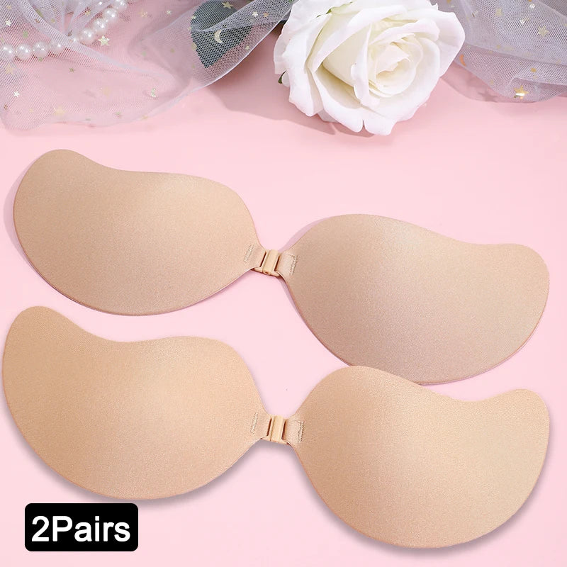 FINETOO Women Invisible Underwear nubra Breast Patch Three-Color Hypoallergenic Mango Cup bra Silicone Non-Falling Off Thin