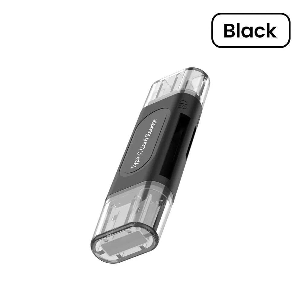 4-in-1 Multifunction USB TYPE-C Card Reader External Storage Black Stretch for Memory Stick USB 2.0 Mini SD TF Card Reader