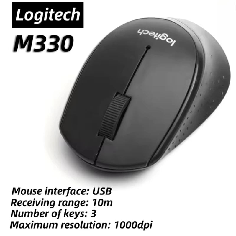 Logitech M330, Ergonomic, Fits The Curve of The Right Hand, Comfortable Grip, Wireless Convenient Operation, Office Efficiency.