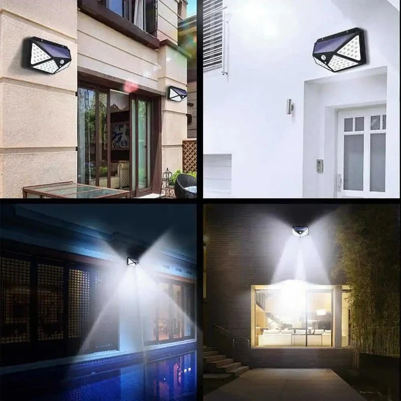 1/2/4/6Pcs 100 LED Wall Lights Outdoor Solar Lamp PIR Motion Sensor Solar Powered Sunlight Street Light for Garden Decoration