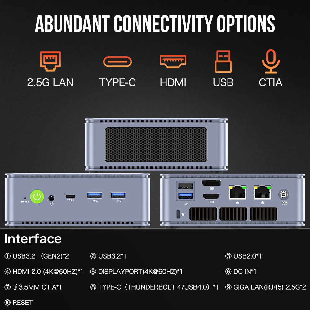 GMKtec K6 Mini PC AMD R7-7840HS 8C/16T 16GB DDR5 512GB PCIe 4.0 SSD Mini Desktop Computer Window 11 Pro WiFi 6E/BT5.2 Type-C