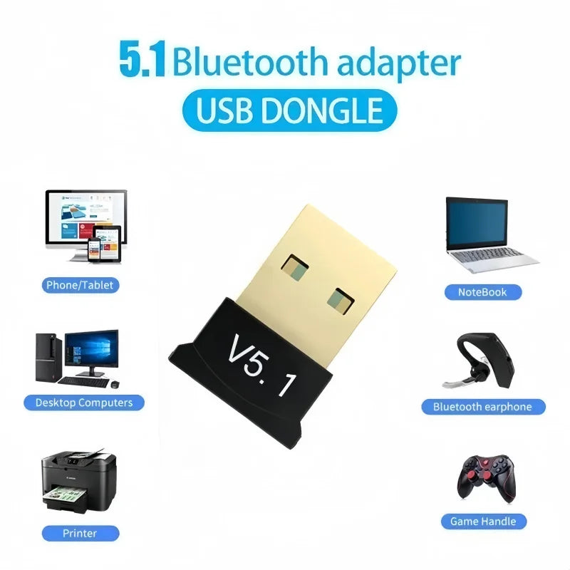 NEW Adapter Dongle Computer Receptor Bluetooth 5.1 USB Adapter Bluetooth Transmitter Bluetooth 5.1 Adapter Bluetooth Receiver