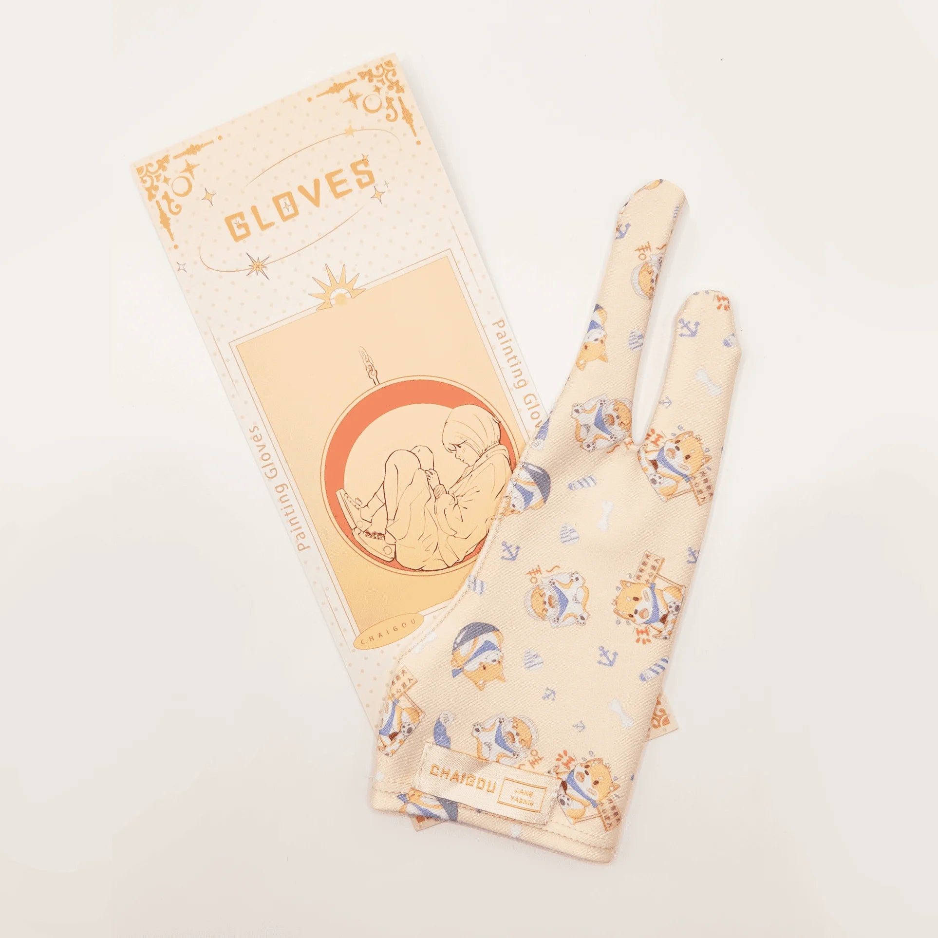 Cute Two-finger Glove for Ipad/Graphics Drawing Tablet HUION / WACOM/XP-PEN, Sweat-proof Glove for sketching Paiting Art Student