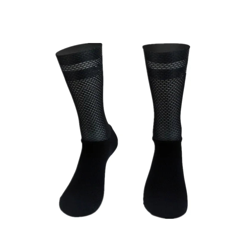2025 Aero Socks Anti Slip Silicone Cycling Socks Men Bicycle Sport Running Bike Socks Calcetines Ciclismo