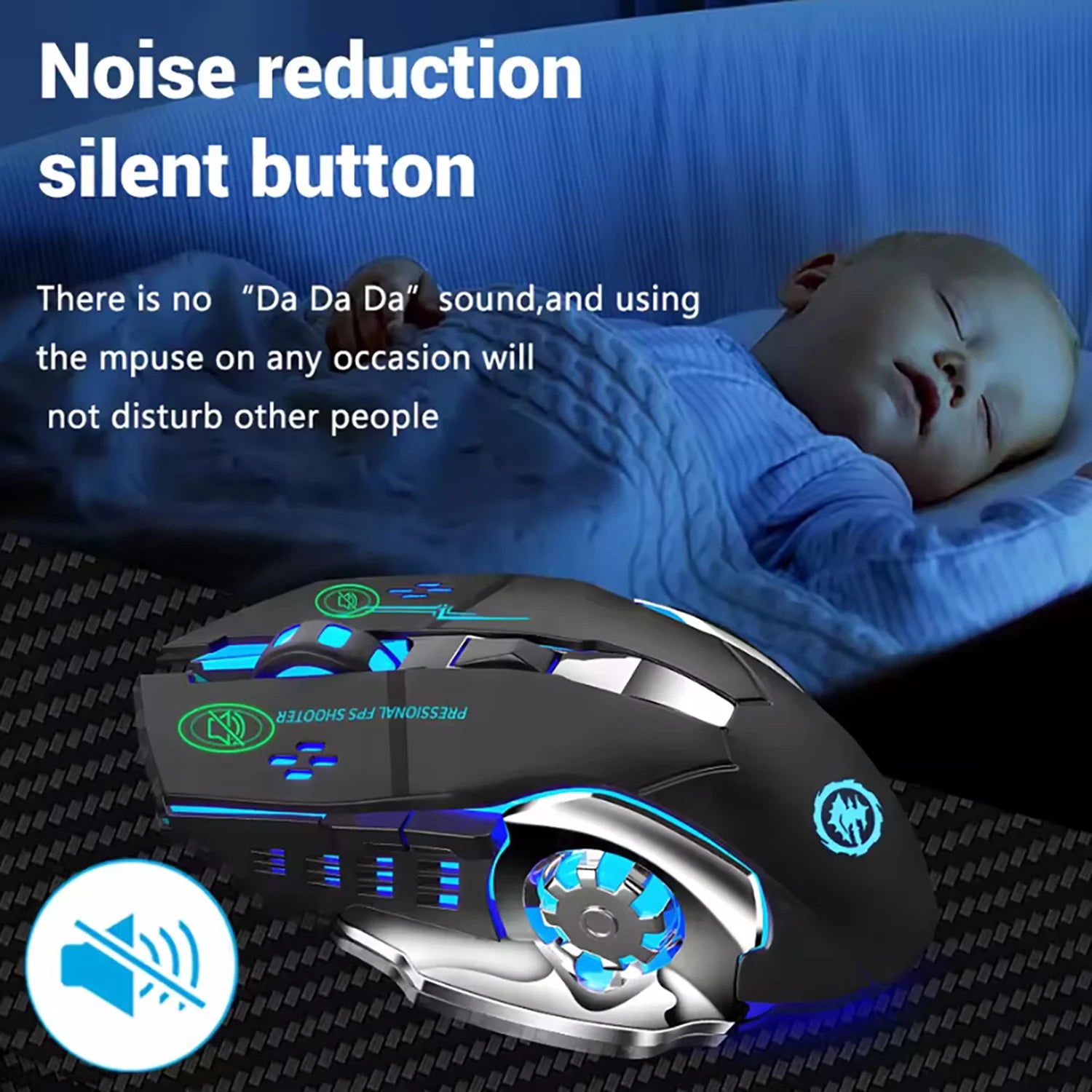 Rechargeable Bluetooth Wireless Mouse with 2.4G USB for Laptop Macbook PC Computer Backlight Gaming Mouse for iPad Tablet Phone