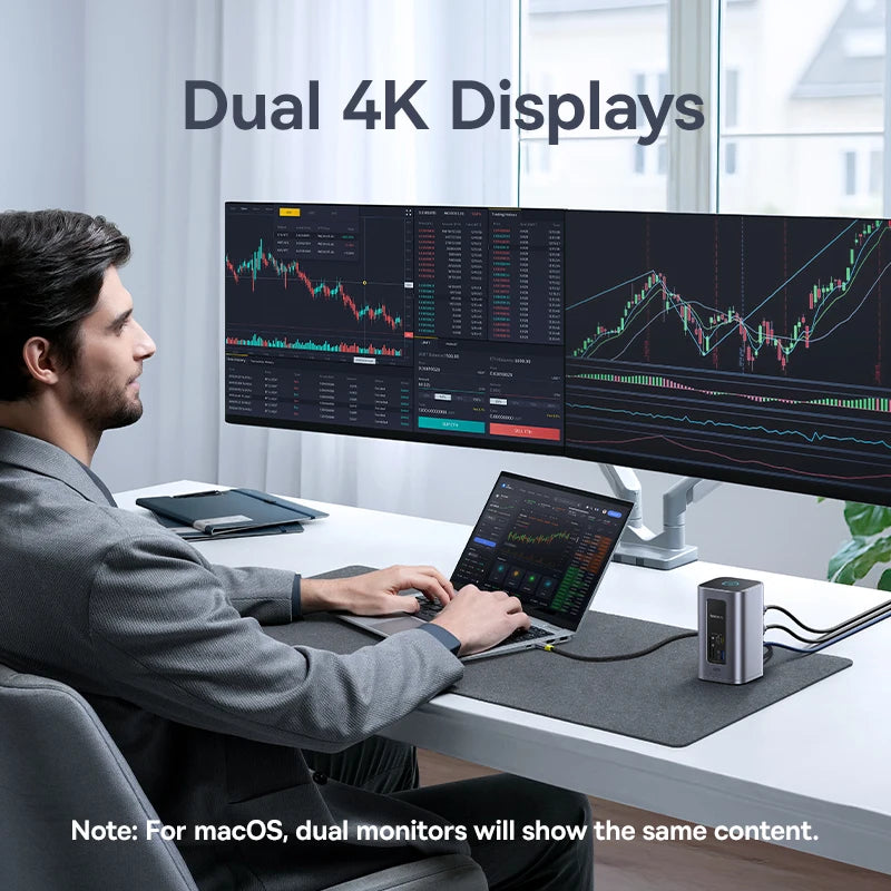 Baseus 12-in-1 USB C HUB to HDMI 4K@60Hz Dual Display USB 3.2 Adapter with RJ45 SD TF PD 100W Docking Station for Window Mac Hub