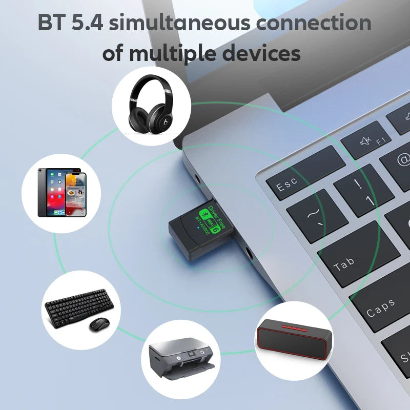 2 IN 1 AX900 WIFI6 USB Adapter Bluetooth 5.4 Dual Band 2.4G&5G 900Mbps WiFi 6 802.11AX Mini Wireless Card Receiver For WIN 10/11