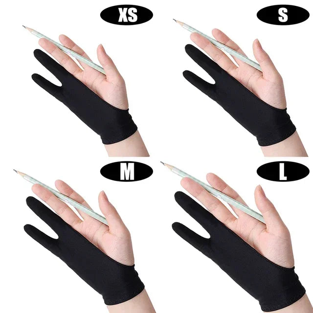 Drawing Glove Palm Rejection Two Finger Gloves for Apple IPad Capacitive Tablet Screen Artist Right/Left Hand Graphic Tablet