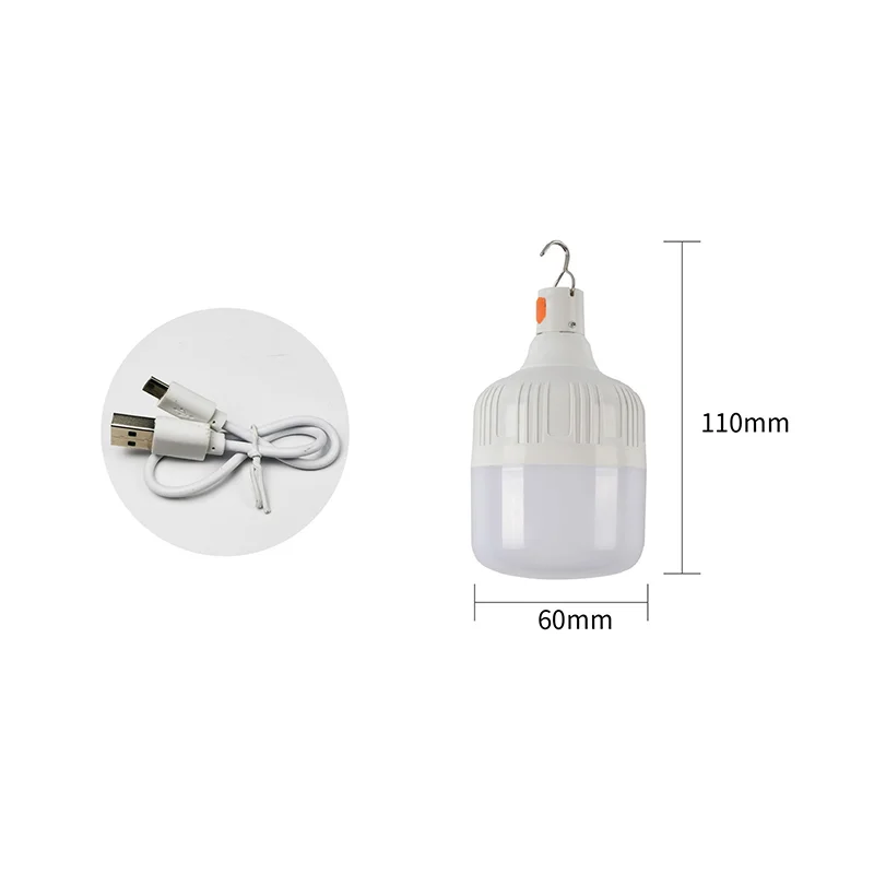 Portable Rechargeable LED Street Camping Light with Hook Dimmable Tent Lantern USB Charging Emergency Multifunctional LED Lamp
