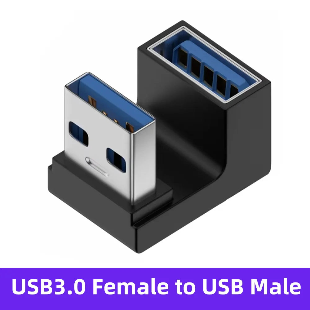 90 Degree USB 3.0 Male to Female Right Angle Extension Adapter USB Upward Elbow Adapter 10Gbps For Laptop PC Connector Converte