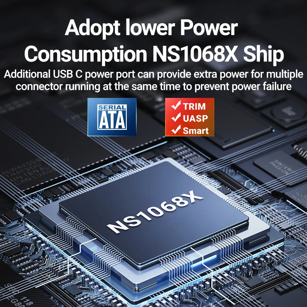 JEYI 2.5'' Tool-Free External HDD Enclosure - USB 3.0 to SATA III, Transparent Cooling, Compatible with 7mm/9.5mm SATA HDD/SSD