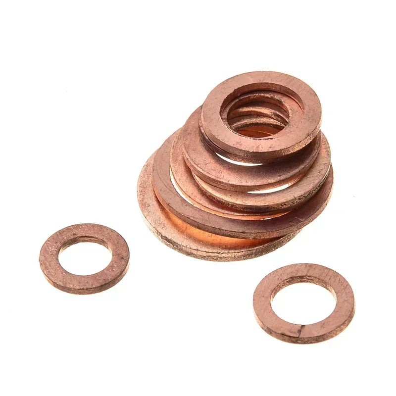 100 PCS Of Copper Washers, Washers, Nuts, And Bolts, With Box M4/M5/M6/M8/M10/M12/M14 Seal Combination Kit For Oil Pan Plugs