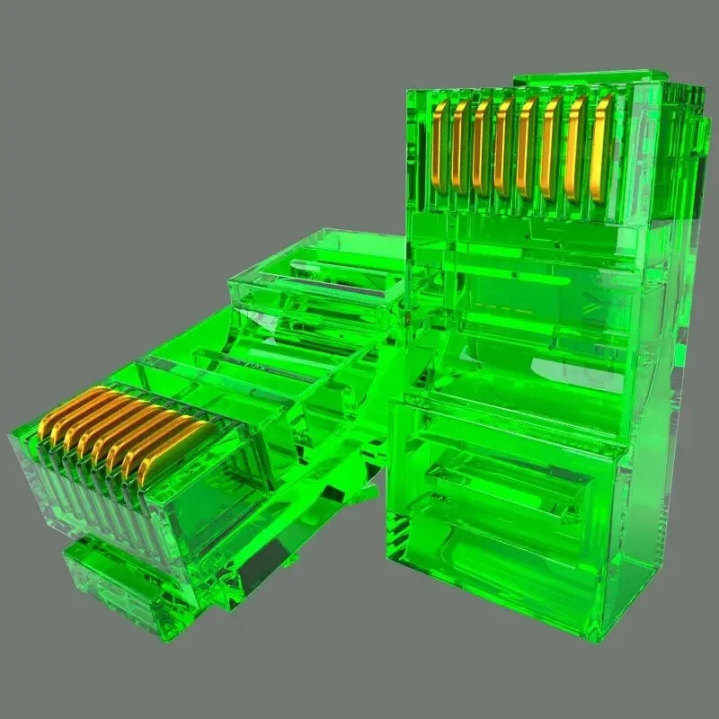 50PCS RJ45 Cat6 Pass Through Connectors, Assorted Colors EZ to Crimp Modular Plug for Solid Or Stranded UTP Network Cable