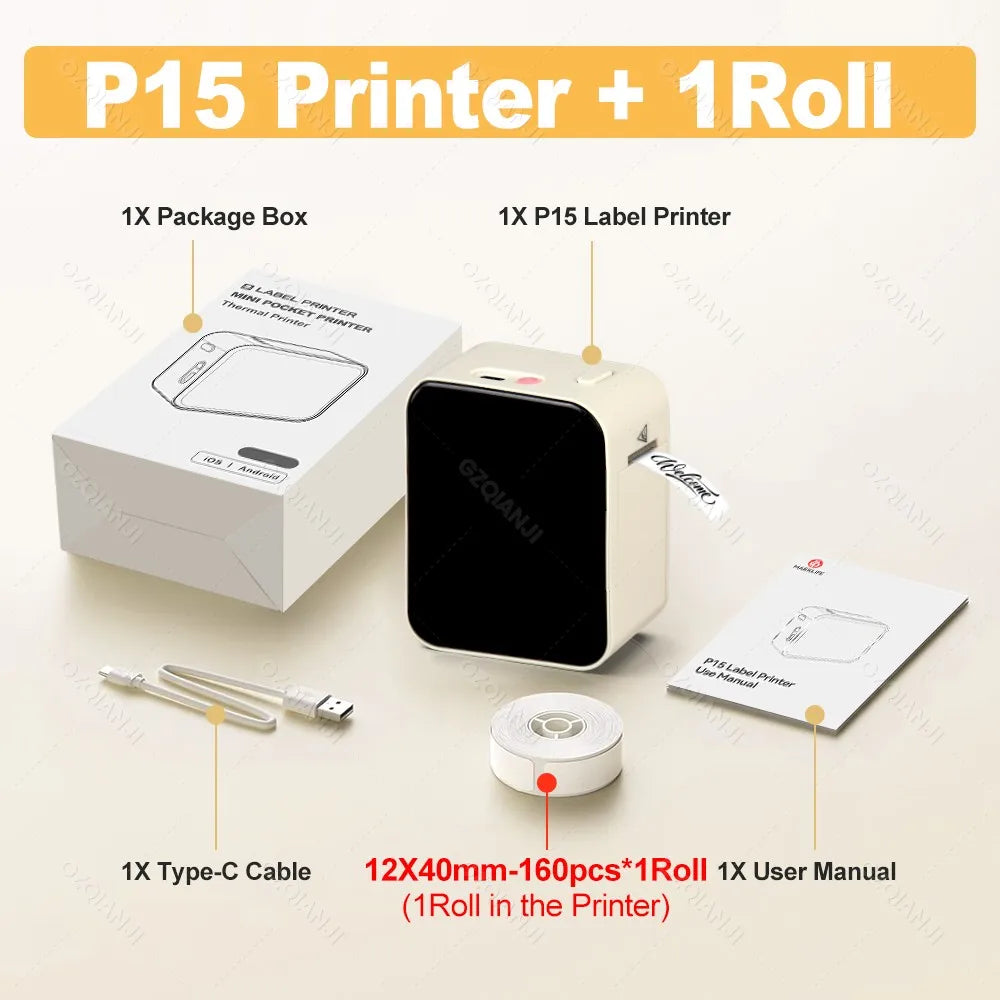 Marklife P15 Wireless Bluetooth Label Printer Portable Thermal Printer Similar as D11 D110 D101 Label Machine Mini Label Maker