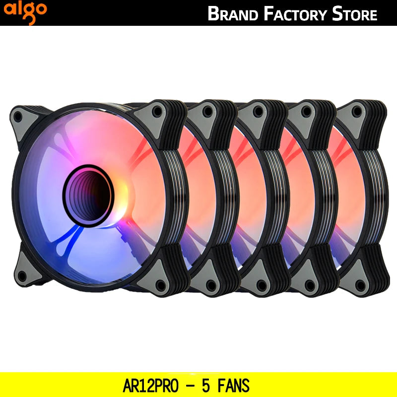 Aigo AR12PRO Computer Case Fan Ventoinha PC magnetic light bar 120mm RGB Fan 4pin PWM CPU Cooling Fan 3p5v Argb 12cm Ventilador