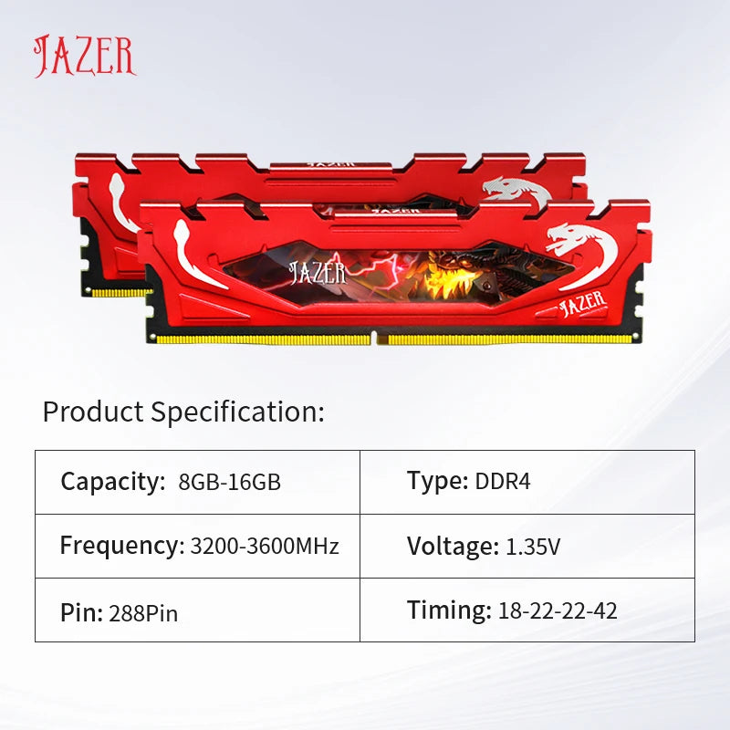 JAZER DDR4 Ram 16GB 8GB 32GB 3200MHz PC4 Desktop Gaming Memory Support Motherboard DDR4 Memory