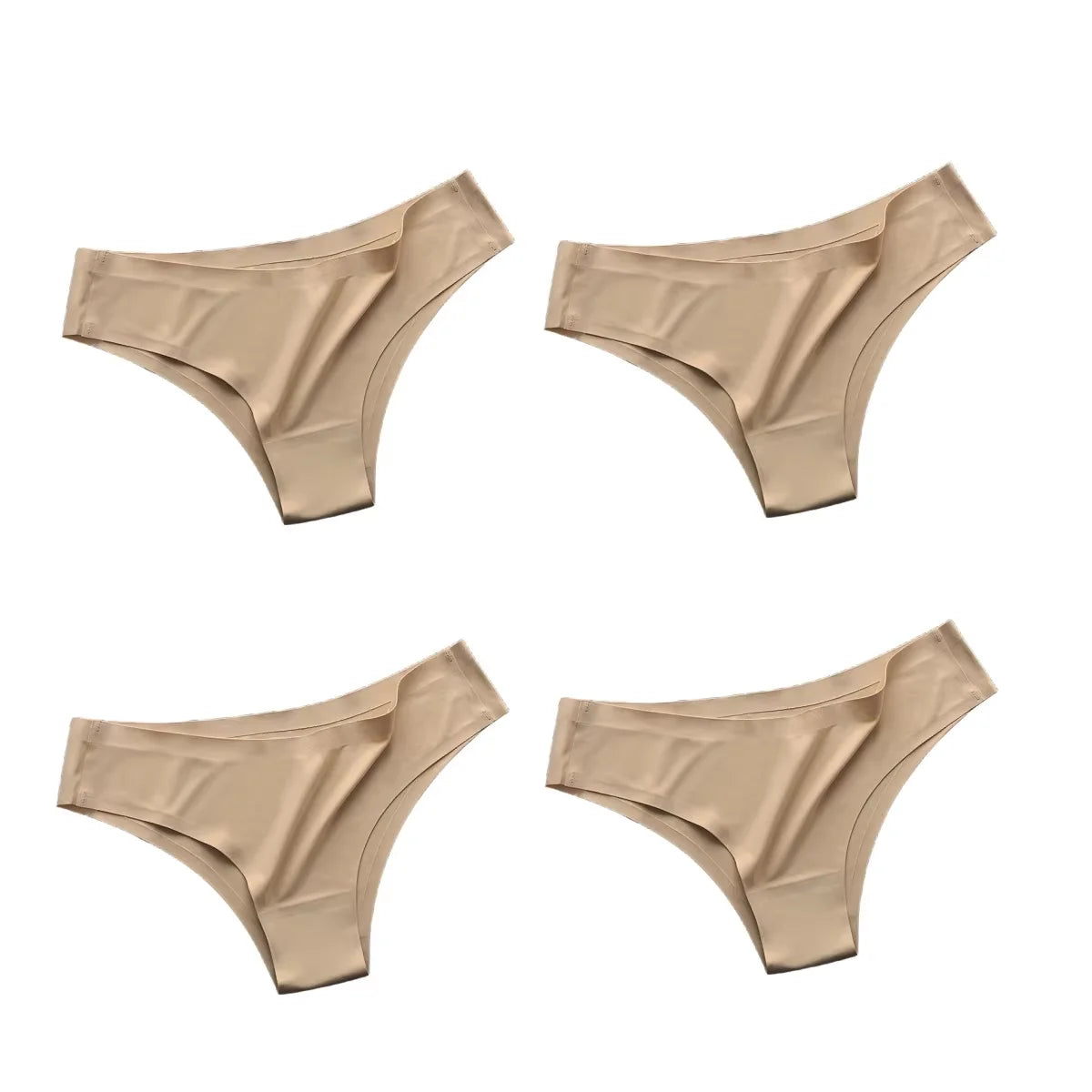 New 4PCS/Set Seamless Panties Women Sexy Underwear Ice Silk Underpants Low Waist G-string Female Soft Solid Ultra-thin Briefs
