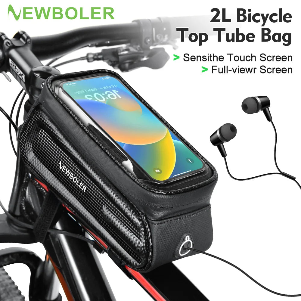 NEWBOLER Bicycle Bag Cycling Top Front Tube Frame Bag Waterproof 6.5 Inches Phone Case Storage Touch Screen MTB Road Bike Bag