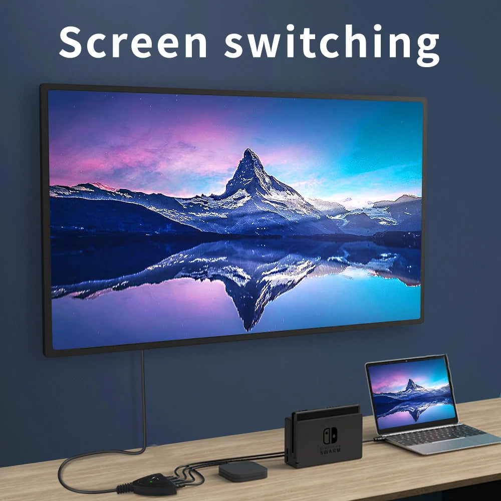 4K*2K 3 Port HDTV-compatible Switch 4K 3D VIdeo Switcher KVM Splitter 3 Input 1 Output Port Hub for Xbox PS4 DVD PC Laptop TV