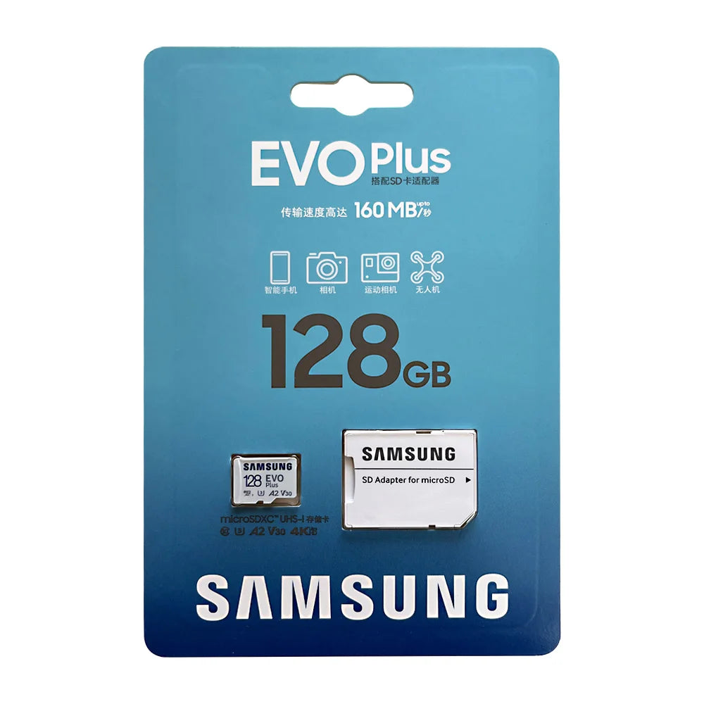 SAMSUNG EVOPlus 64GB U1 V10 A1/128GB 256GB 512GB U3 V30 A2 MicroSD Memory TF Card microSDXC UHS-I C10 Read Speed up to 160MB/s