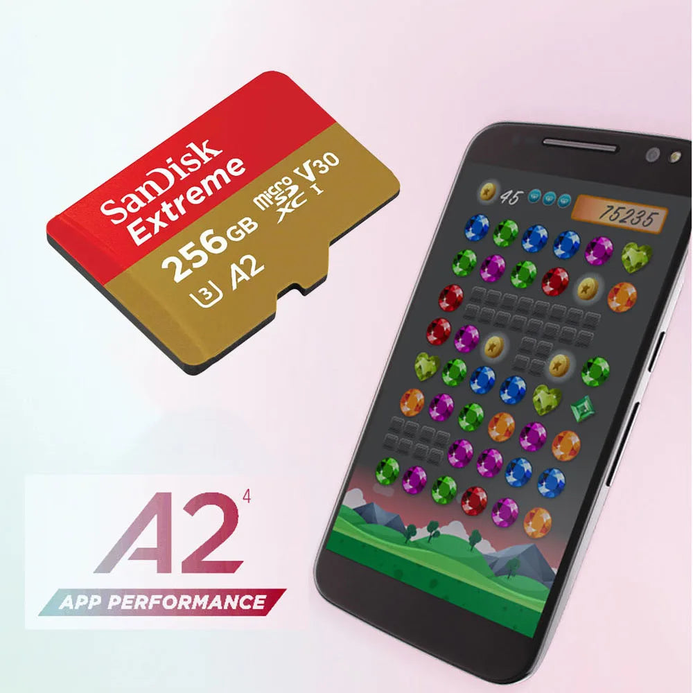 SanDisk Extreme microSD 1TB 512GB 256GB Memory Card A2 U3 UHS-I Cards USB3.0 4K Flash micro SD Card for Camera GoPro DJI drone