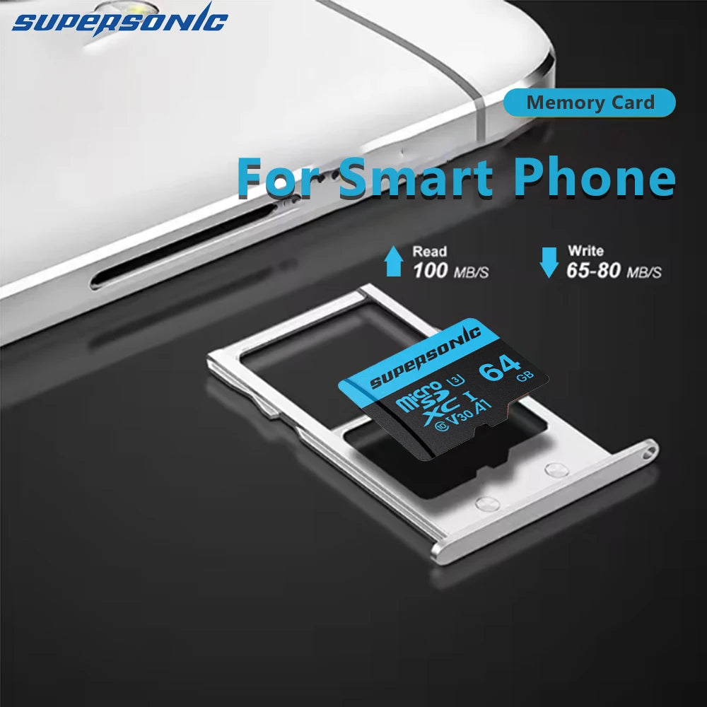 Supersonic Micro SD Card C10  32GB 64GB 128GB 256GB U3 4K High Speed Cartao De Memoria Flash Memory TF Mecard C10