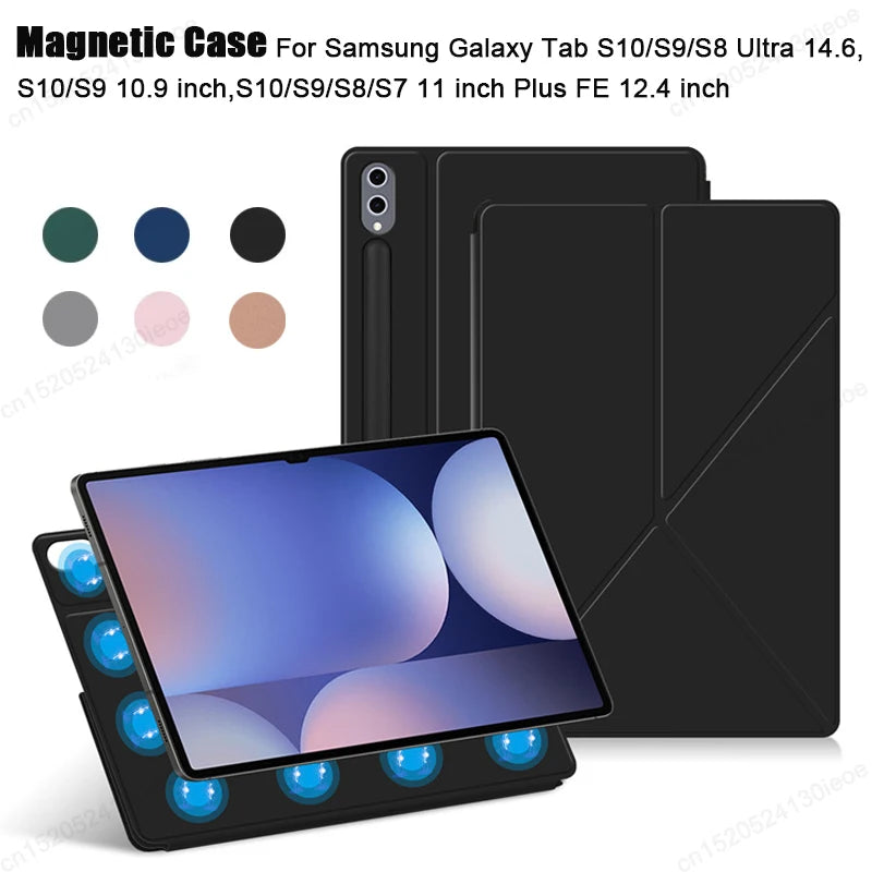 Magnetic Case For Samsung Galaxy Tab S10 Ultra 14.6 S10 FE Plus 13.1" S10+ S9+ 12.4" S9 FE 10.9 S8 S7 11 inch Tablet Smart Cover