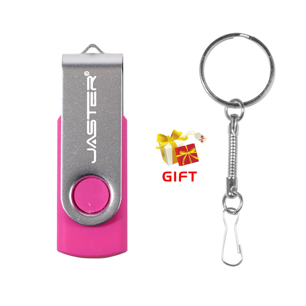JASTER Rotatable Colorful USB 2.0 Flash Drive 128GB Creative Gift Memory Stick 64GB Silver Clip Pen Drive 32GB U Disk 16GB 8GB
