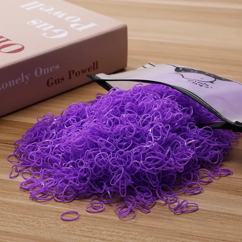 500/1000/2000pcs Girls Colourful Disposable Rubber Band Hair Ties Headband Children Ponytail Holder Bands Kids Hair Accessories
