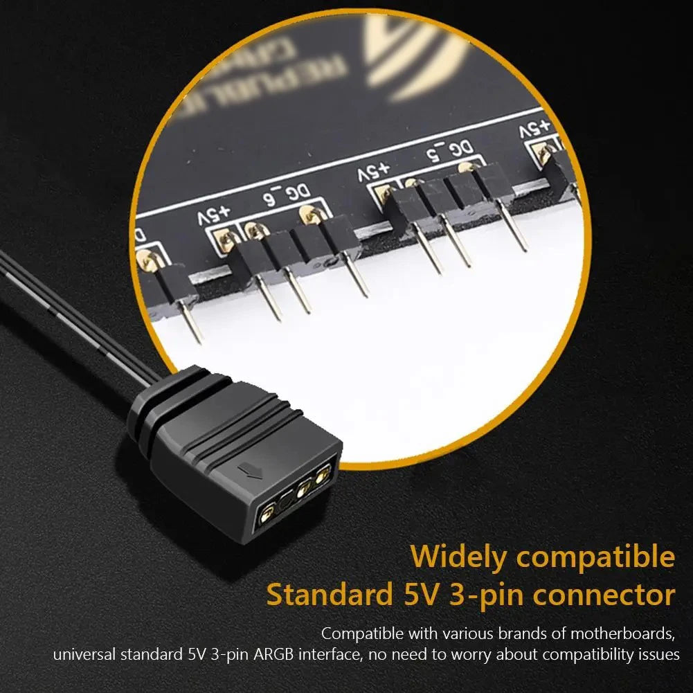 ARGB Connector 1 To 10 Port Splitter Hub 5V 3Pin ARGB Case Fan Hub With Adhesive Base SATA Power For LED Fans Lights