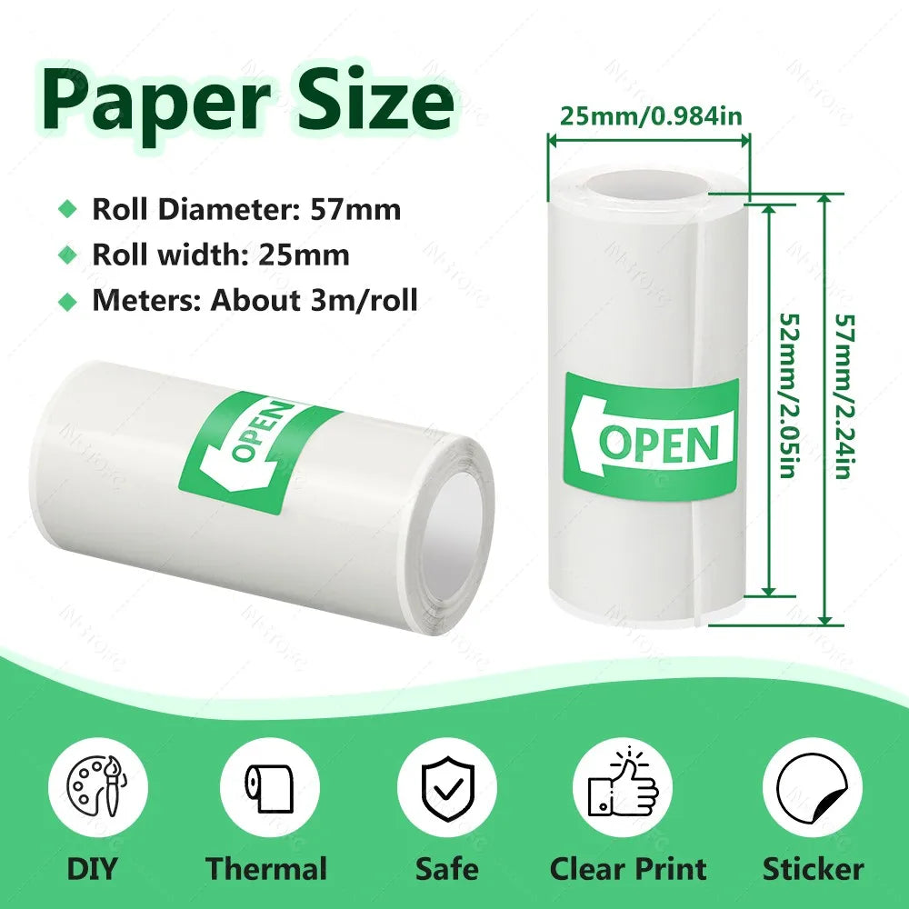 Printable Adhesive Paper 3~15 Pcs Mini Printer Sticker Paper Rolls, Thermal Photo Paper Rolls, for Mini Pocket Thermal Printer