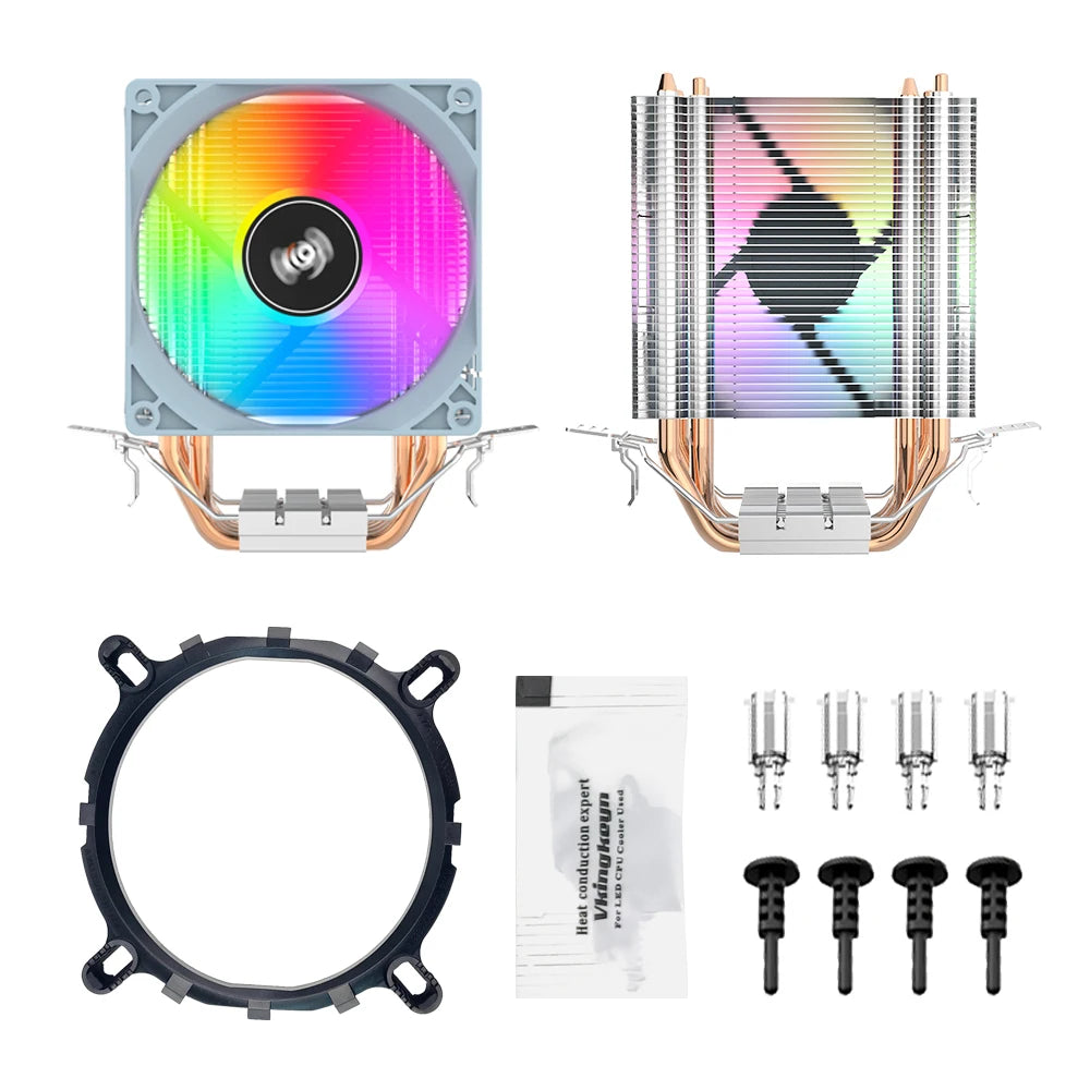 Aigo ICE CPU Cooler 2 4 6 Heat Pipes PC Radiator PWM 3PIN 90mm CPU Cooling Silent Rgb Fan For Intel 1700 1150 1156 1366 1155 AMD