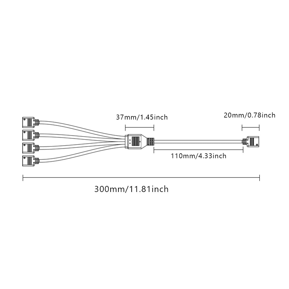 ARGB Chassis Fan Splitter 5V 3PIN Connector 1 To 2/3/4 Motherboard Extension Cable Synchronization 30cm for PC Light Strip Fans