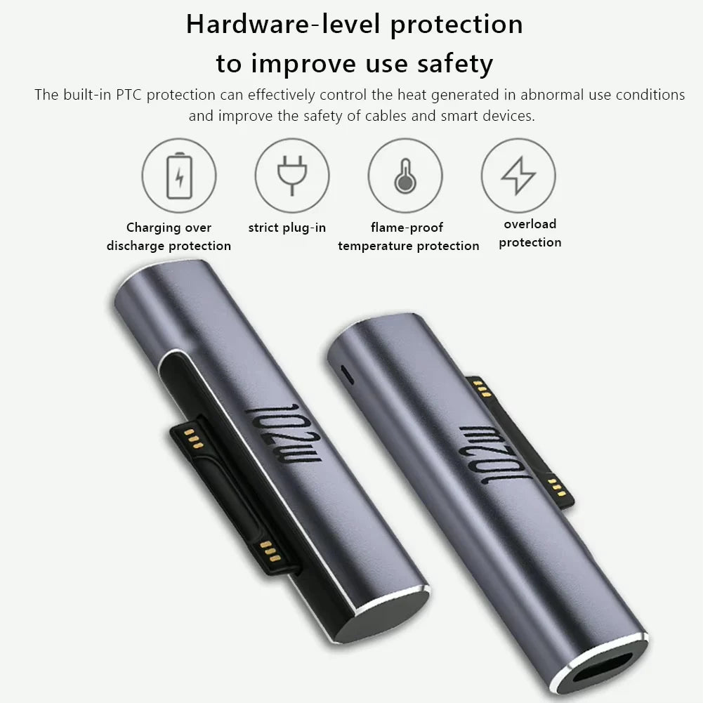 For Microsoft Surface Pro X 8 7 6 5 4 Go Book to Type C PD Adapter Tablet Fast Charging Plug Converter Magnetic Charger Adapter