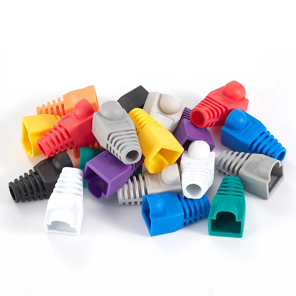 20/50pcs OD6.5 Cable Connector Plug Cover CAT5E CAT6 RJ45 Ethernet Network Cable 10 Colors Strain Relief Boots