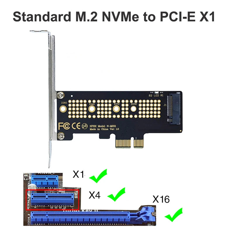 M.2 NVME SSD  to PCIe 4.0 Adapter Card 64Gbps M-Key PCIe4.0 X1 X4 For Desktop PC PCI-E GEN4 Full Speed